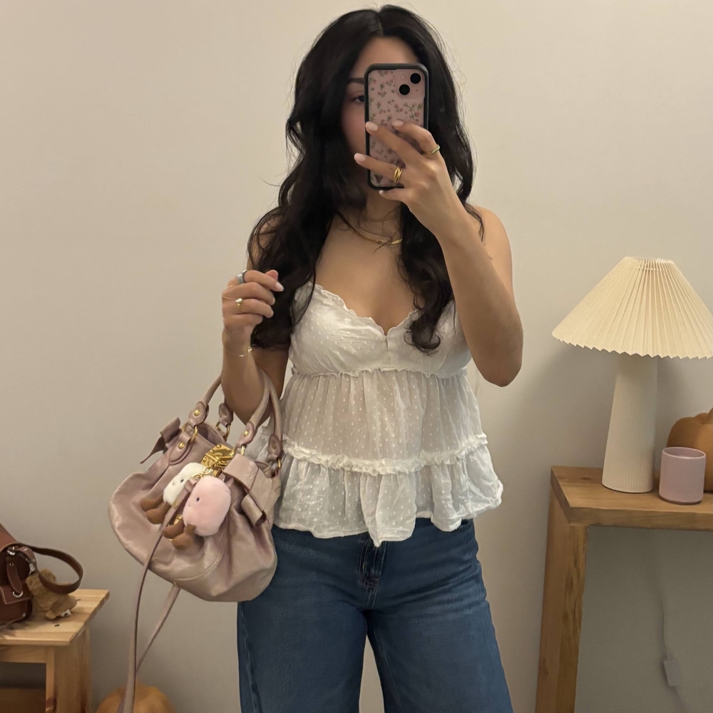 White Ruffled Women's Top